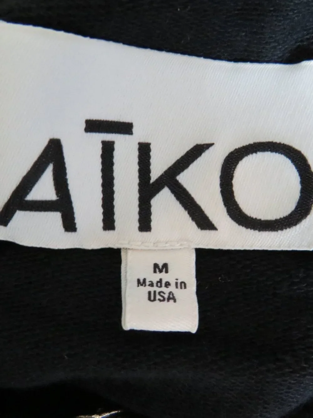 Aiko size Medium Full Zip Black Hoodie Ruffle Hem Slit Fit Basic Casual